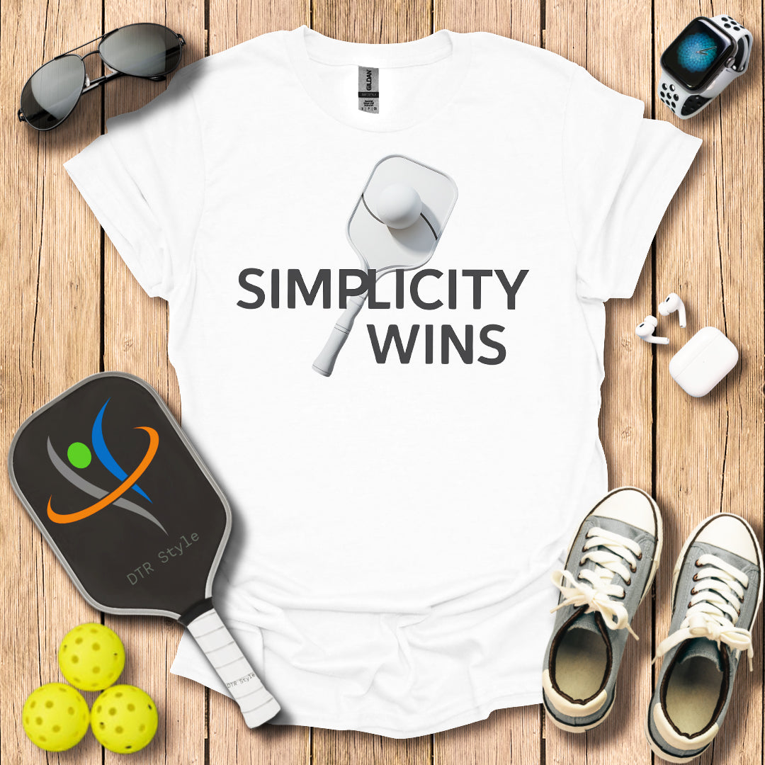 Simplicity Wins T-Shirt - White - DTR Style - Pickleball T-Shirt