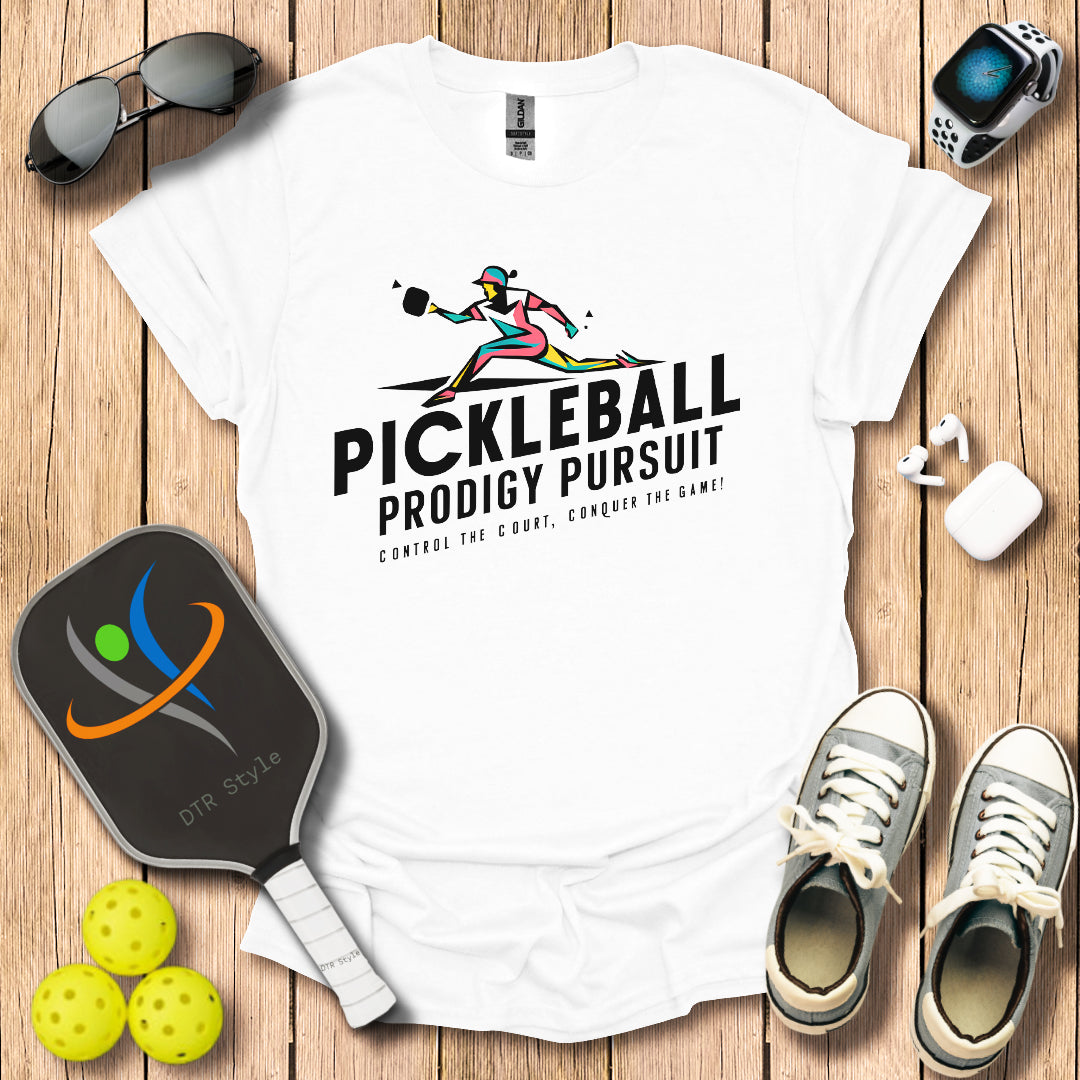 Pickleball Prodigy Pursuit T-Shirt - White - DTR Style - Pickleball T-Shirt