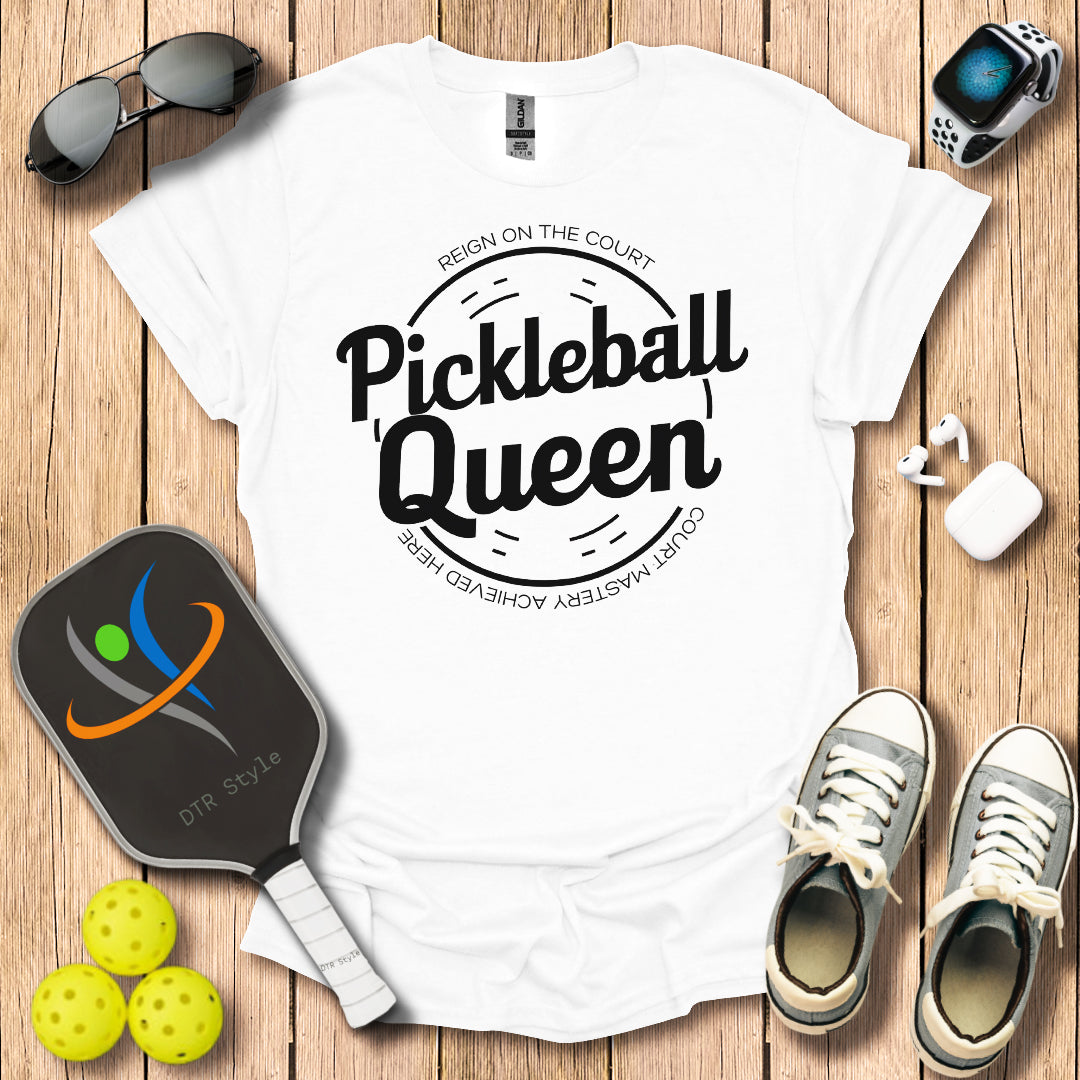 Pickleball Queen T-Shirt - White - DTR Style - Pickleball T-Shirt