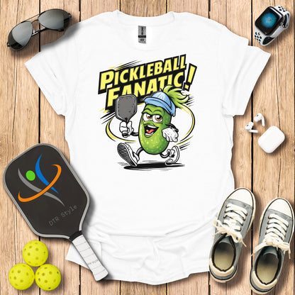 Pickleball Fanatic T-Shirt (#1) - White - DTR Style - Pickleball T-Shirt